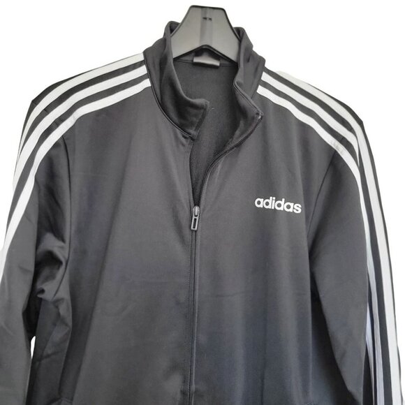 Adidas Track Jacket Zip Up Black White Strip Men Size Medium - Picture 2 of 6